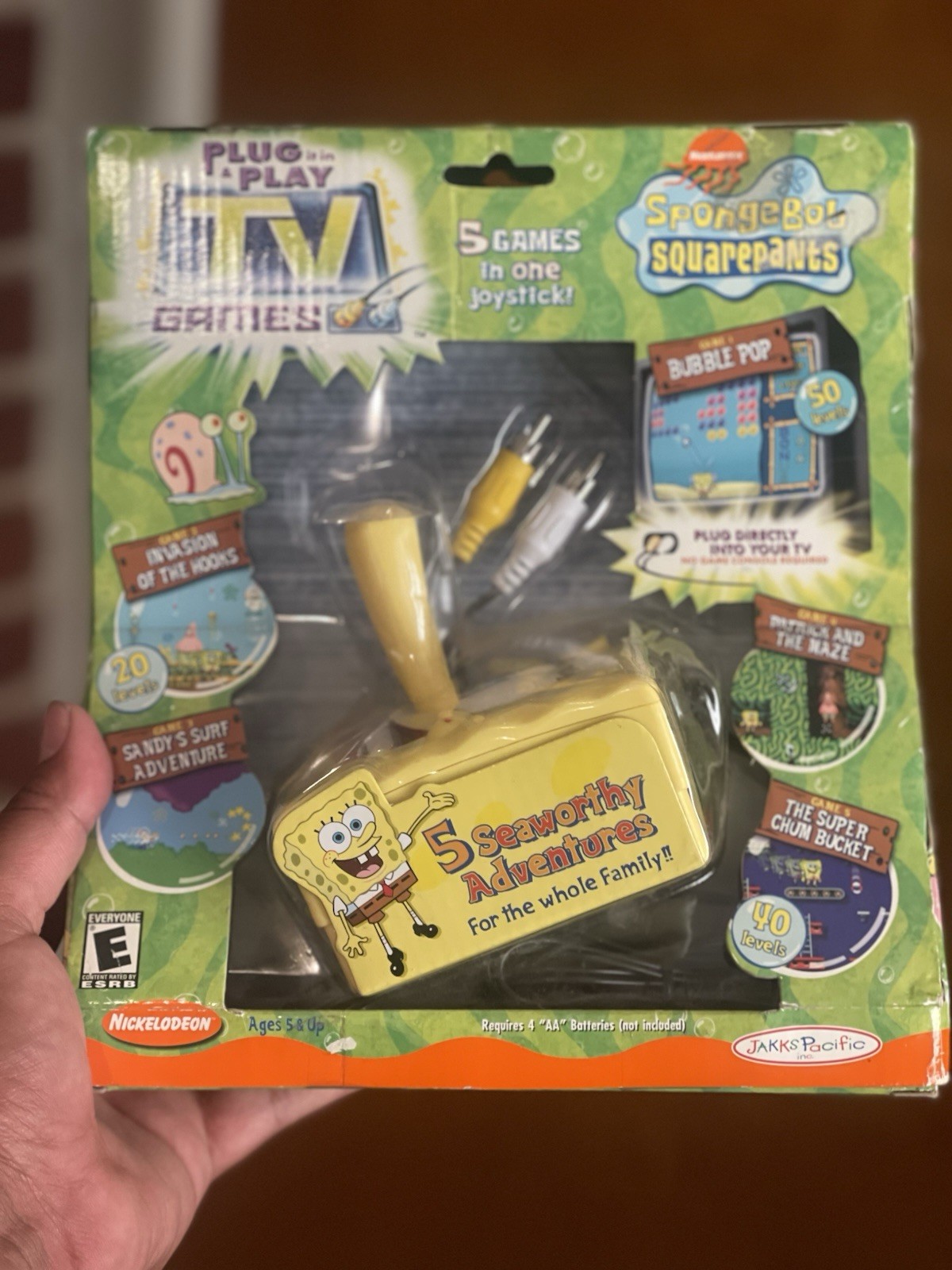 2004-JAKKS PACIFIC-SPONGEBOB SQUAREPANTS-PLUG & PLAY- 5-IN-1-TV GAMES-NEW