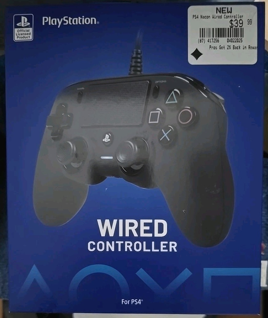 Nacon Wired Controller For PlayStation 4 PS4 and PC, Black Sealed