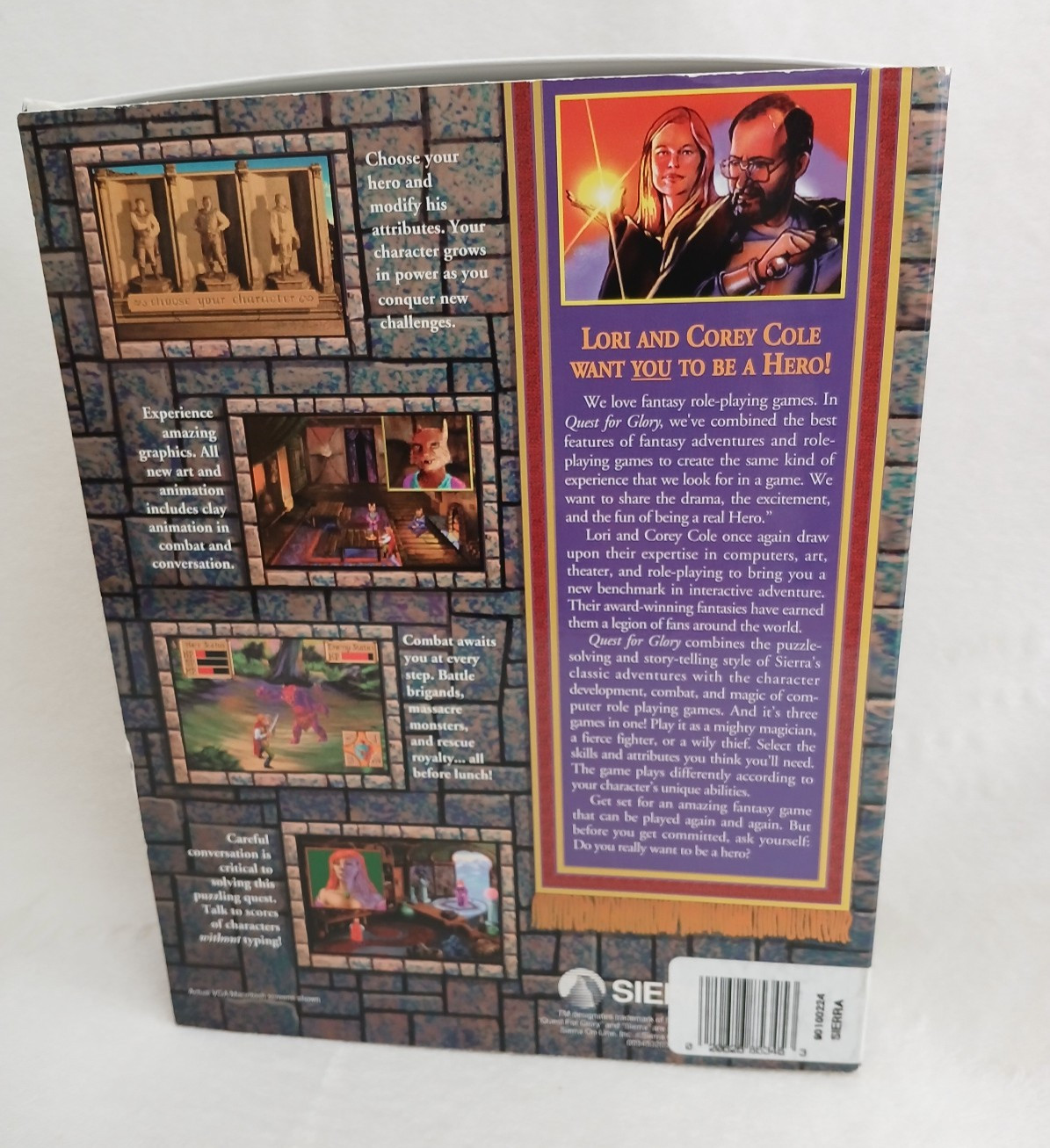 Vintage 1992 Sierra Quest for Glory 1 PC Big Box 3.5 disks + RARE Strategy Guide