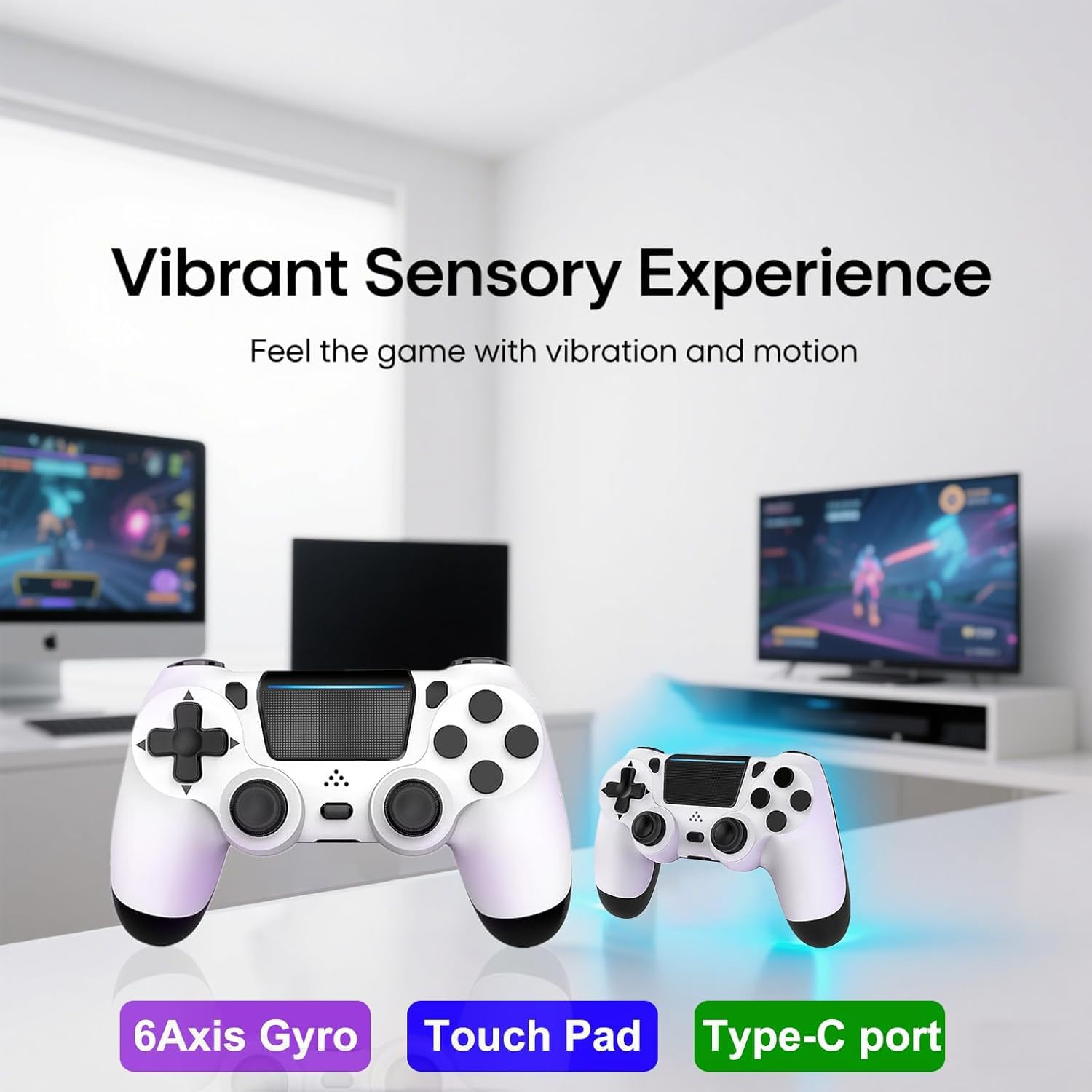 MOVONE Wireless Controller Dual Vibration Game Joystick Controller for Ps4 Contr