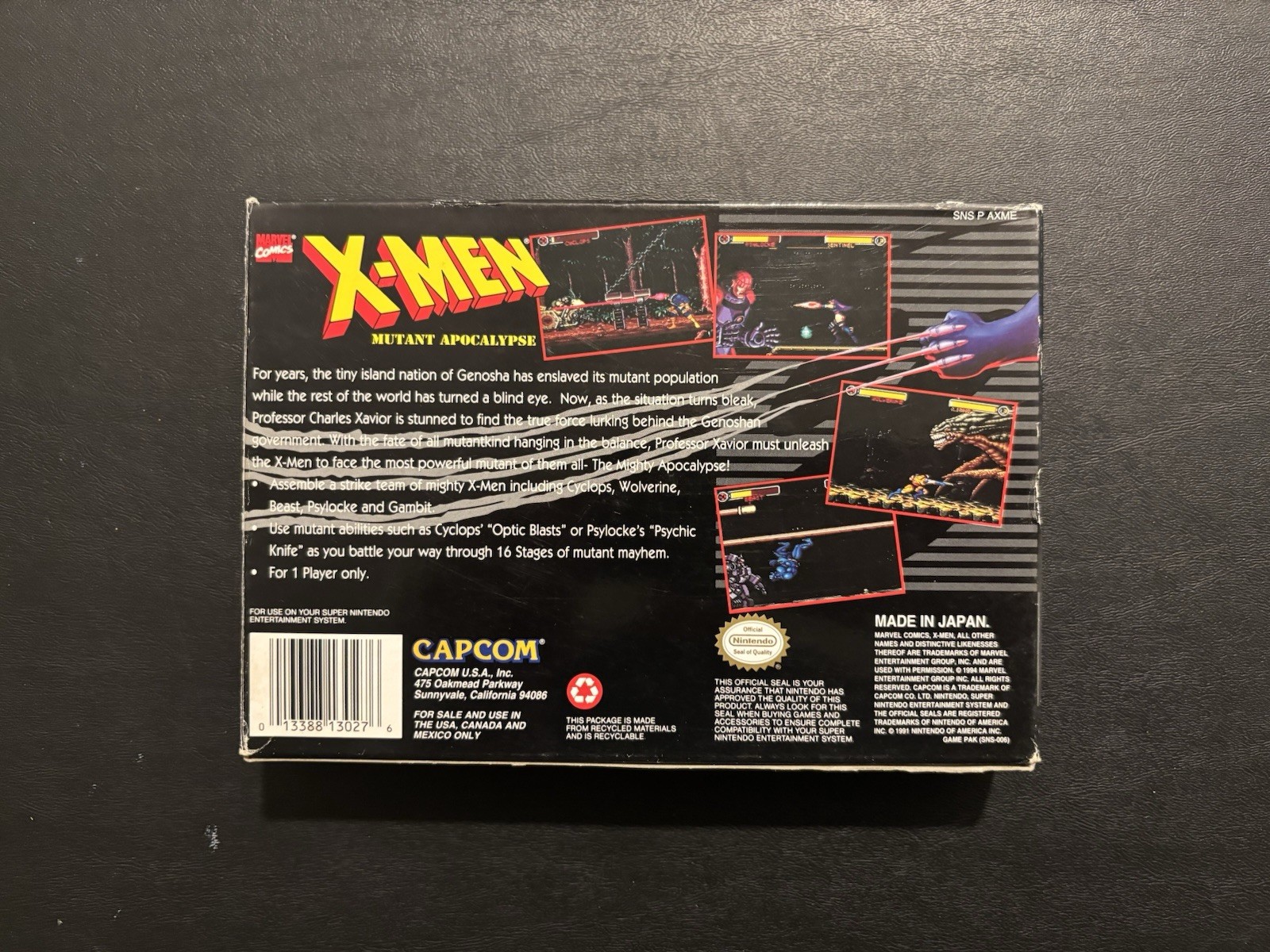 X-Men: Mutant Apocalypse (SNES Super Nintendo 1994) Box Manual & Cart Authentic