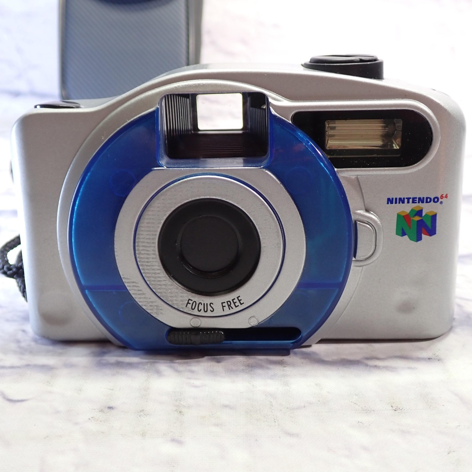 Vintage Nintendo 64 Focus Free Film Silver Blue Camera W/ Case Manual China
