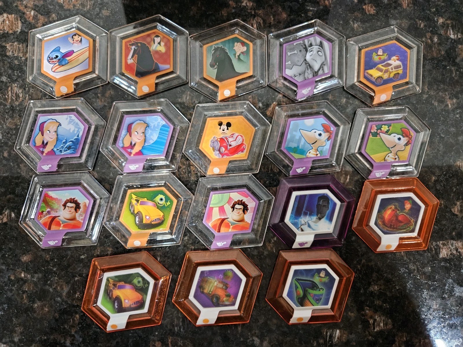 Disney Infinity Power Disc Lot of 18 and Case.
