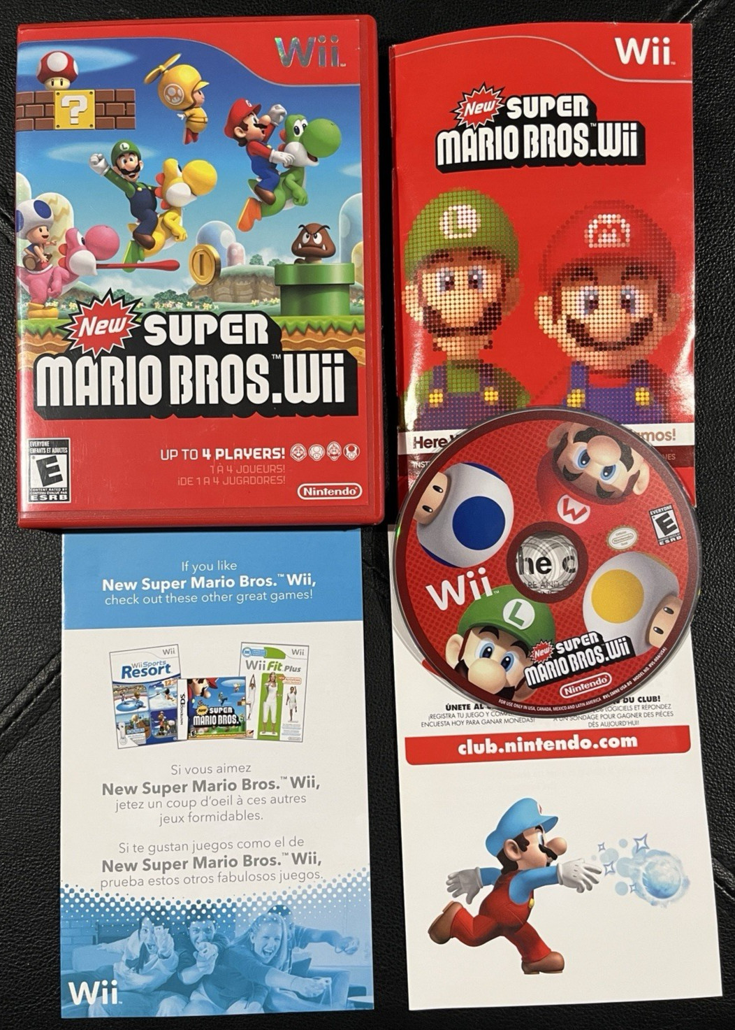 New Super Mario Bros. Wii 2009 Complete with Inserts! Cleaned, Tested & Working!