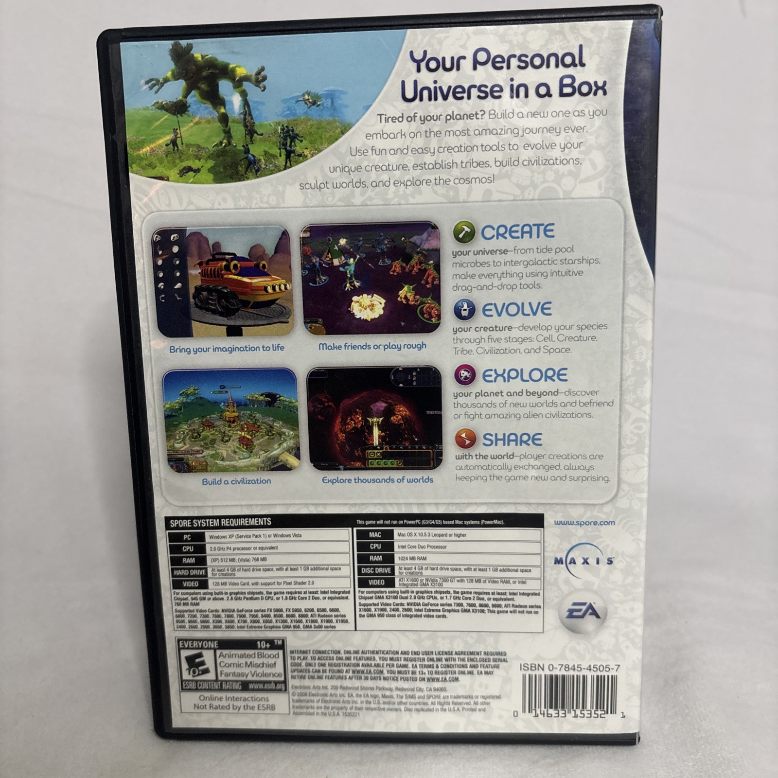 Spore (Win/Mac) DVD-ROM – Electronic Arts – Maxis – Windows XP – Mac OSX 10.5.3
