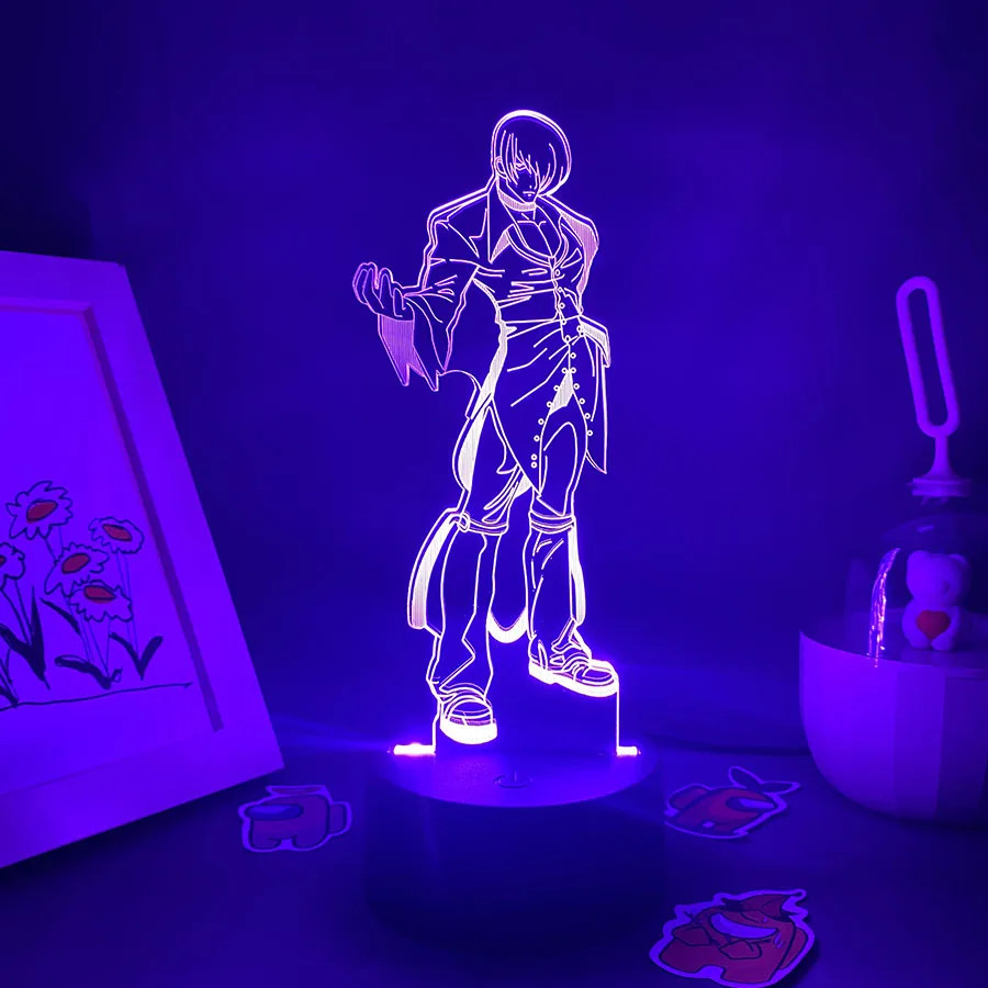 Game the King of Fighters Iori Yagami 3D LED Neon Night Lights Birthday Gifts fo