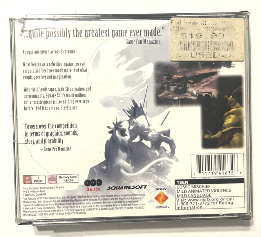 Final Fantasy VII Squaresoft Role-Playing Action PS1 PlayStation 1