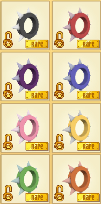 Animal Jam Classic AJC 8-Set Rare Short Spiked Collar Bundle (READ DESCRIPTION)