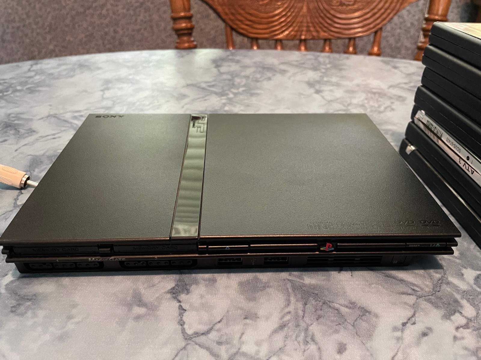Sony PlayStation2 Lot Slim Black Console, Controller, Cords, Games, Tested Works