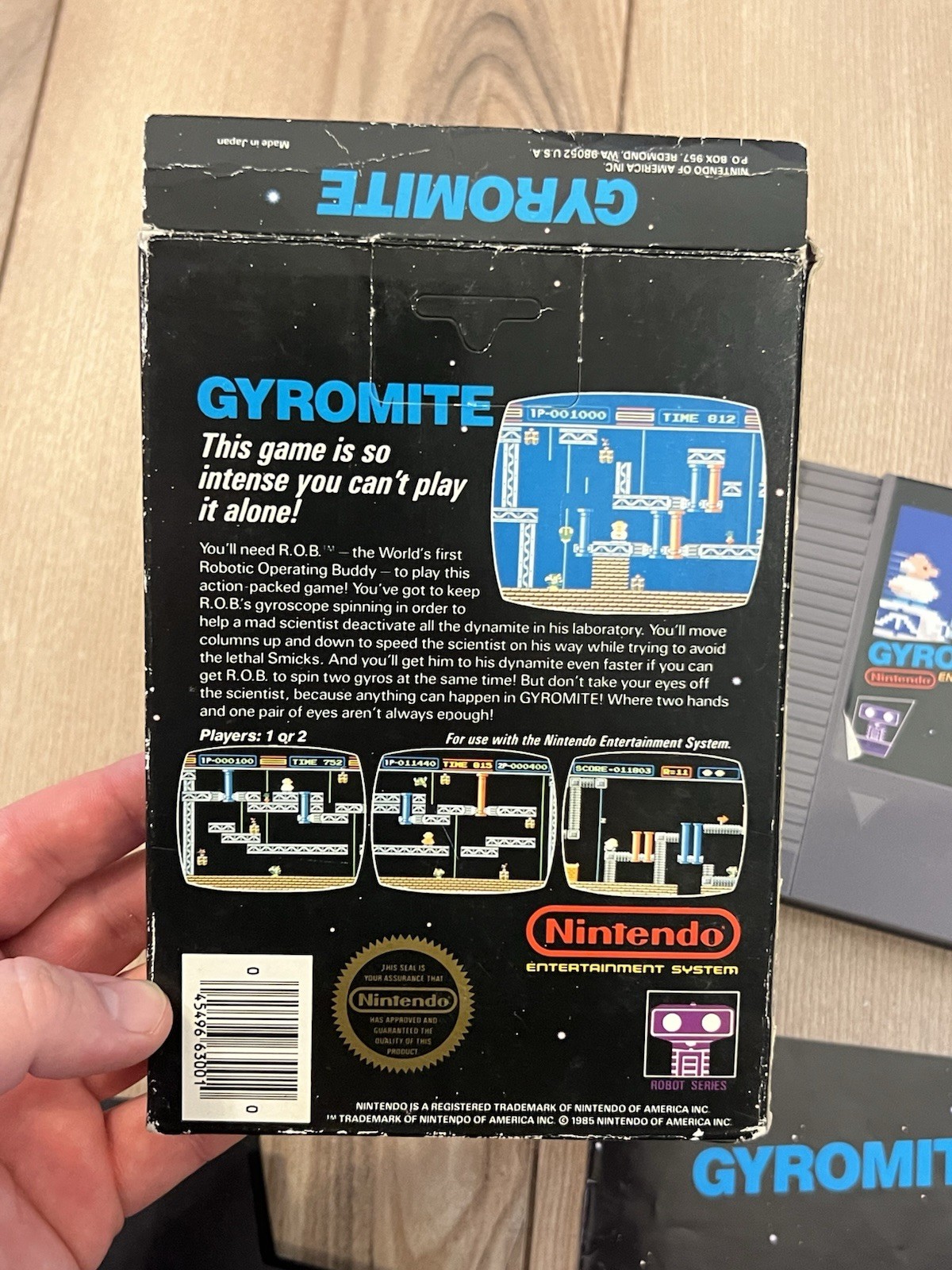 Gyromite (Nintendo NES, 1985) 5-Screw w/ Hangtab Black Box CIB Complete Tested