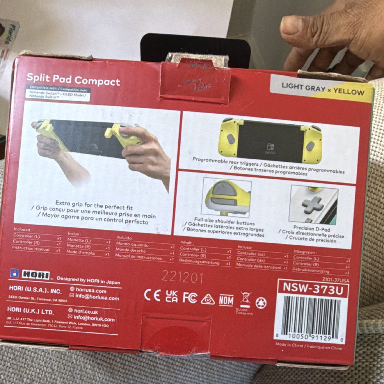 Hori Split Pad Compact Controller Light Gray Yellow for Nintendo Switch OLED