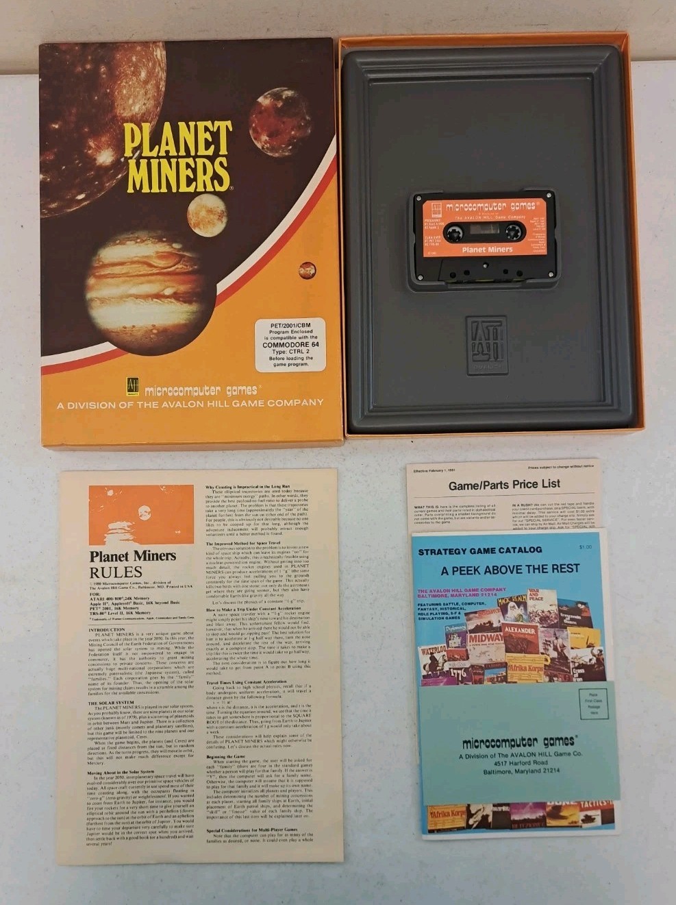 Vintage 1980 Planet Miners Game-Cassette-Commodore 64-Microcomputers-Simulation