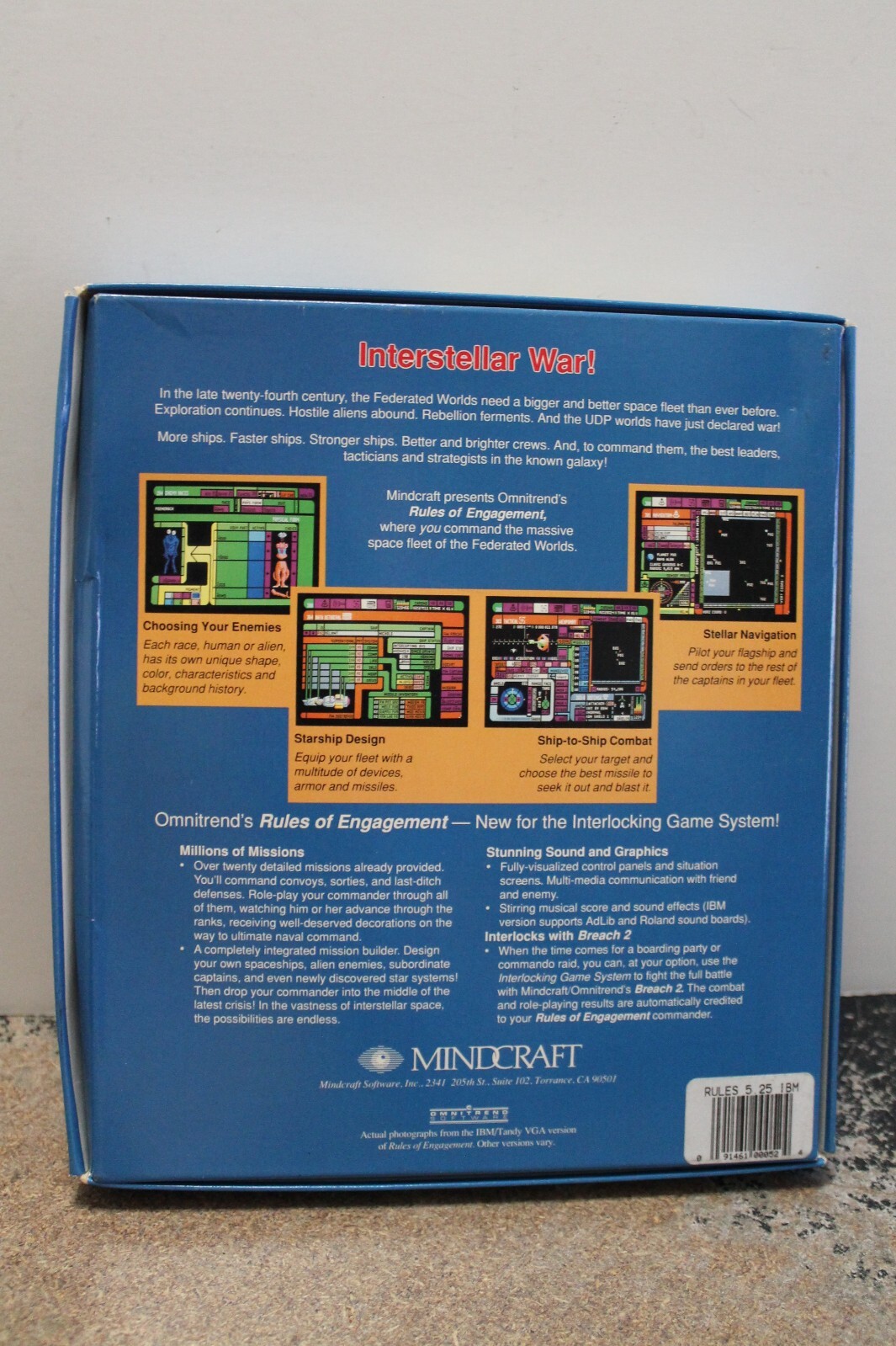 Rules of Engagement Vintage PC game (Mindcraft 5.25″ discs, box, manual)