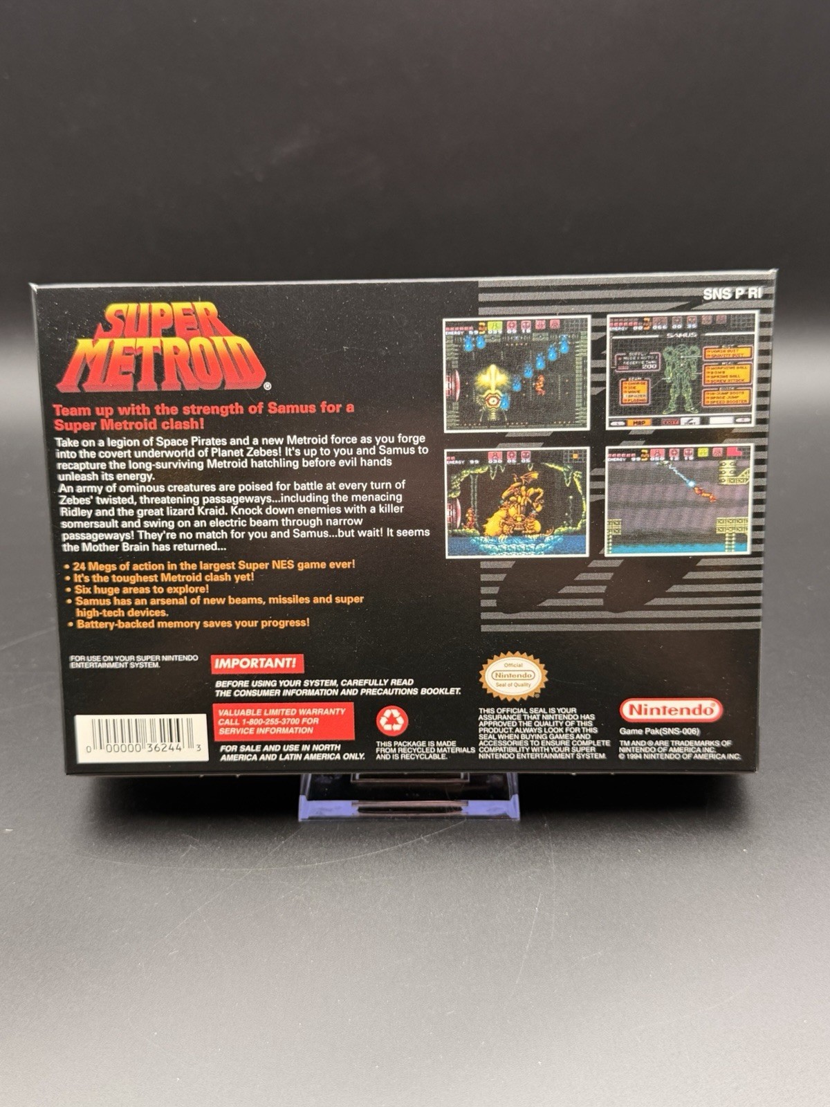 Super Metroid For Display Only-Super Nintendo SNES Complete In Box CIB