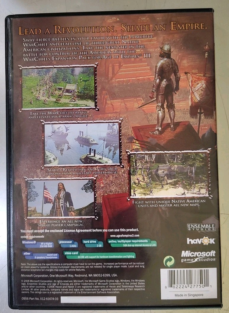Age of Empires III: The WarChiefs (PC, 2006) European Version Made in Singapore