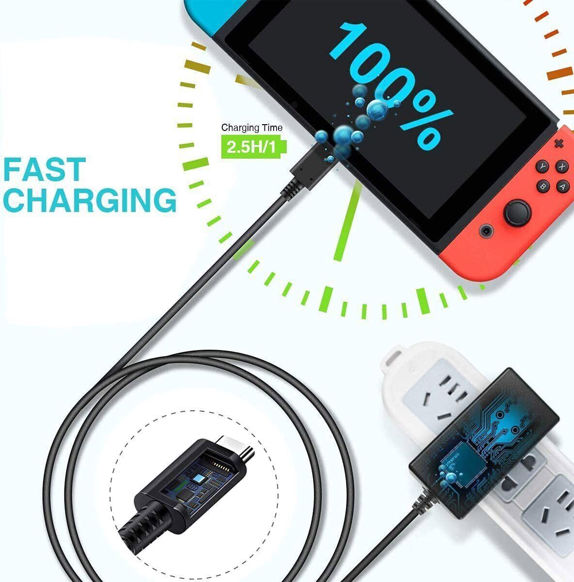 Fast Wall Charger For Nintendo Switch/Lite/Dock Power Supply Adapter Type C 2.6A