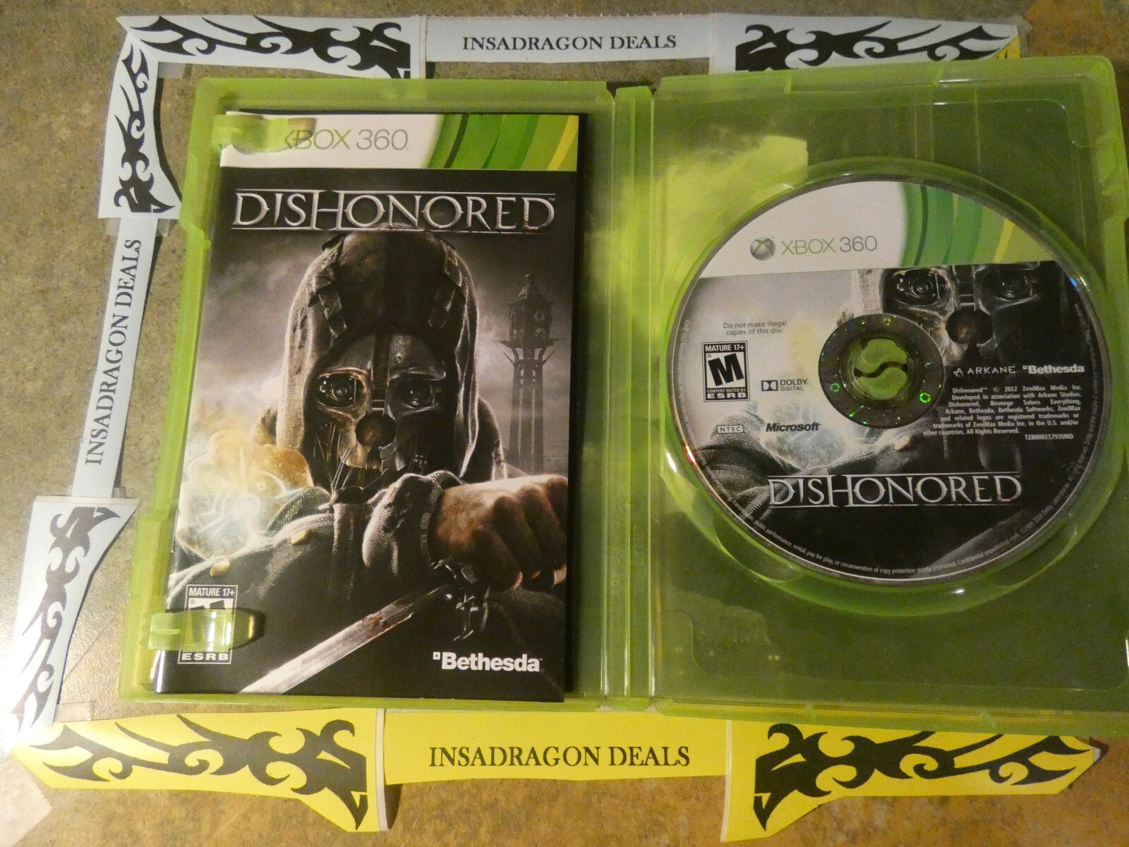 Dishonored (Microsoft Xbox 360, 2012) Excellent Condition & Complete – Tested