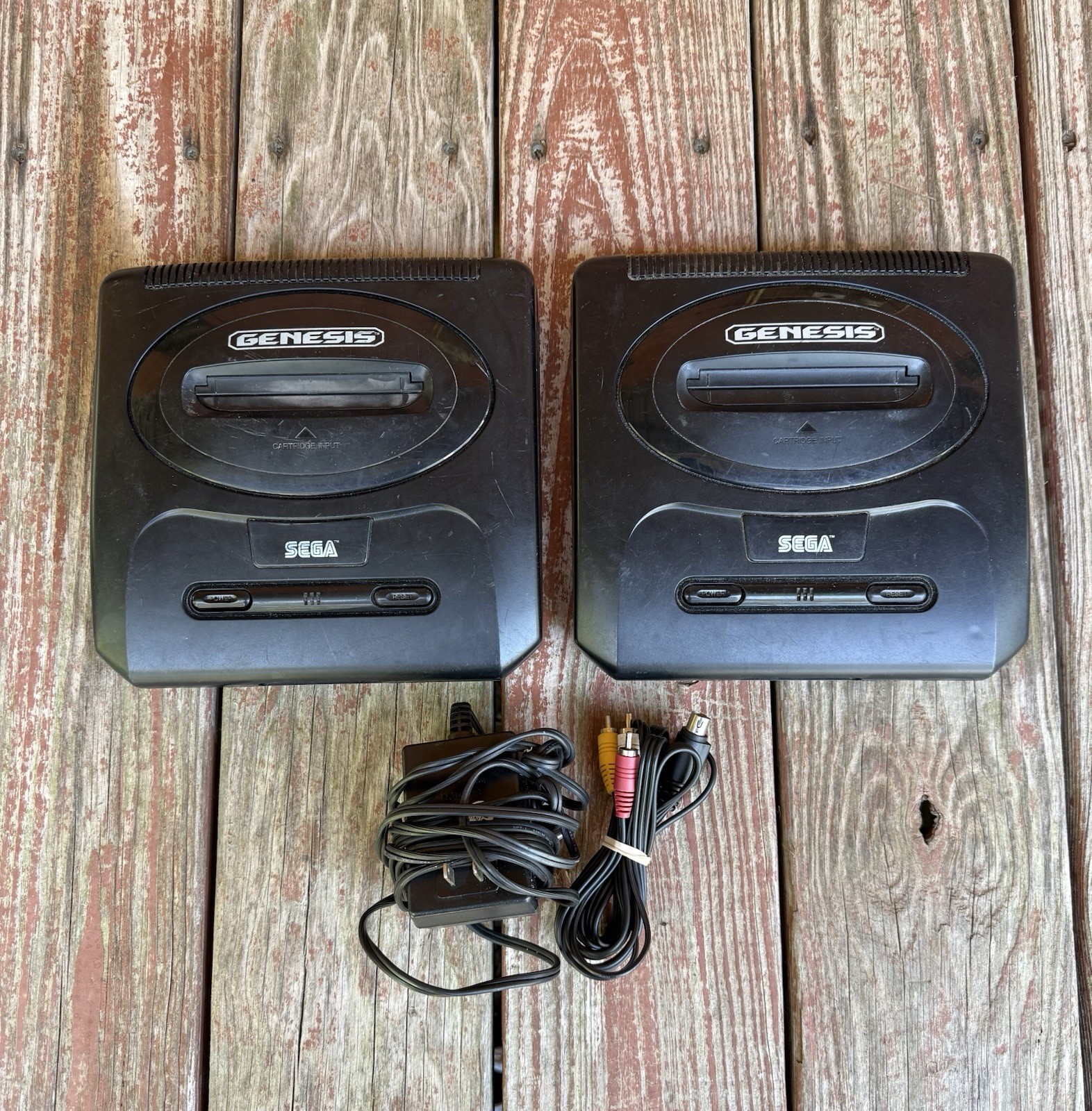 SEGA Genesis Console Lot (2) Model 2 MK-1631 For Parts Or Repair Both Power On