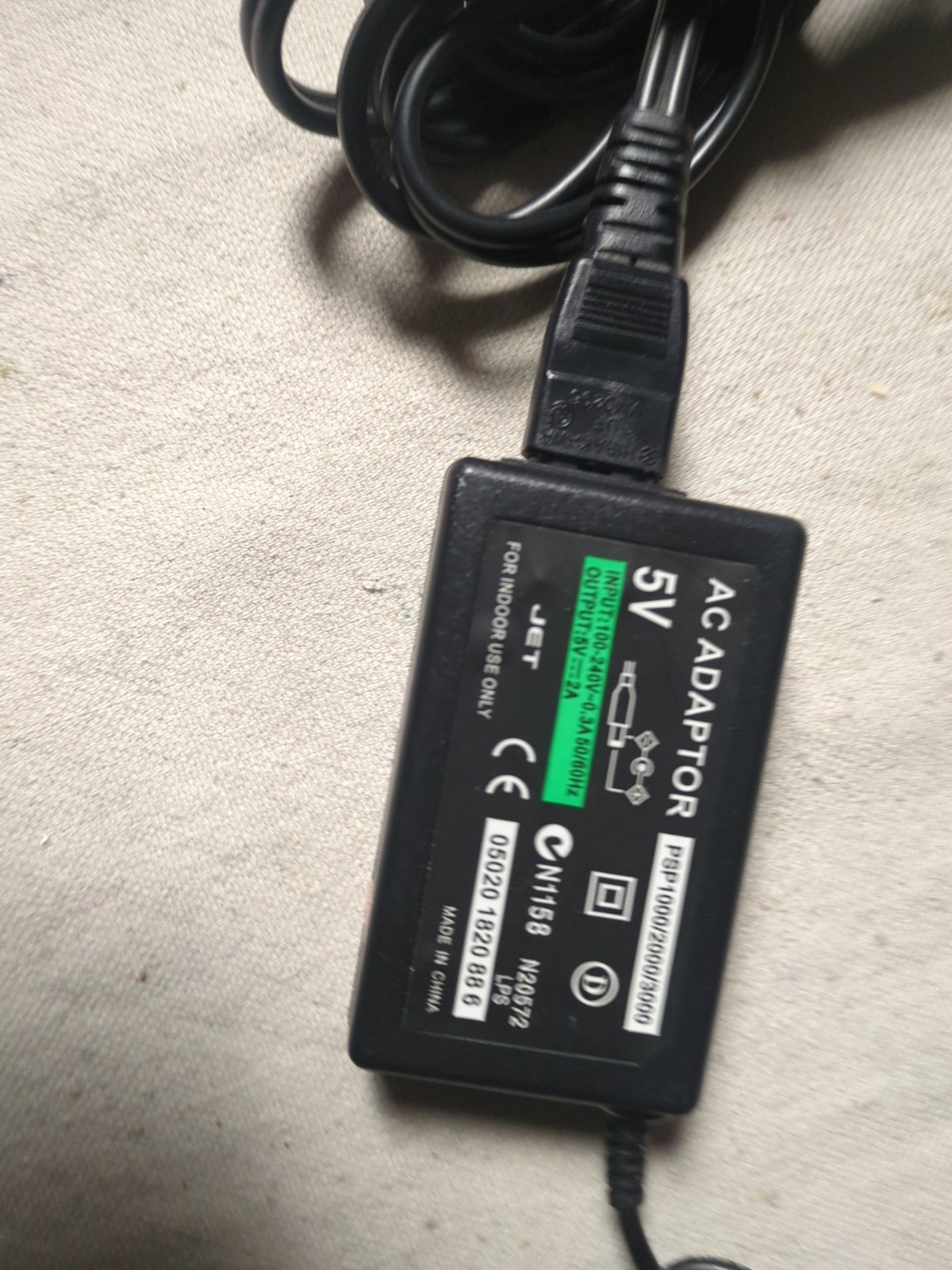 PSP Ac Adapter. 5V 2A. For PSP1000/2000/3000. Generic, NOT OEM.
