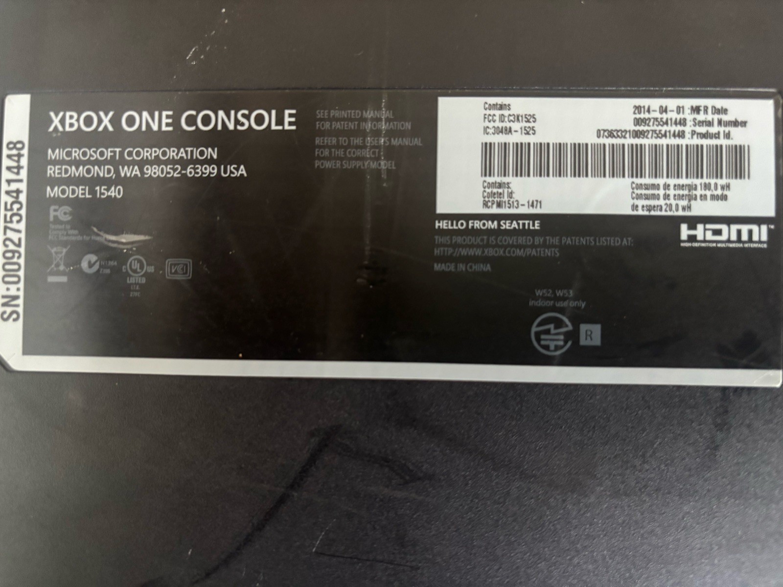 Microsoft Xbox One 1540 Console 500GB Black 1080p HDMI Blu-Ray Compatible