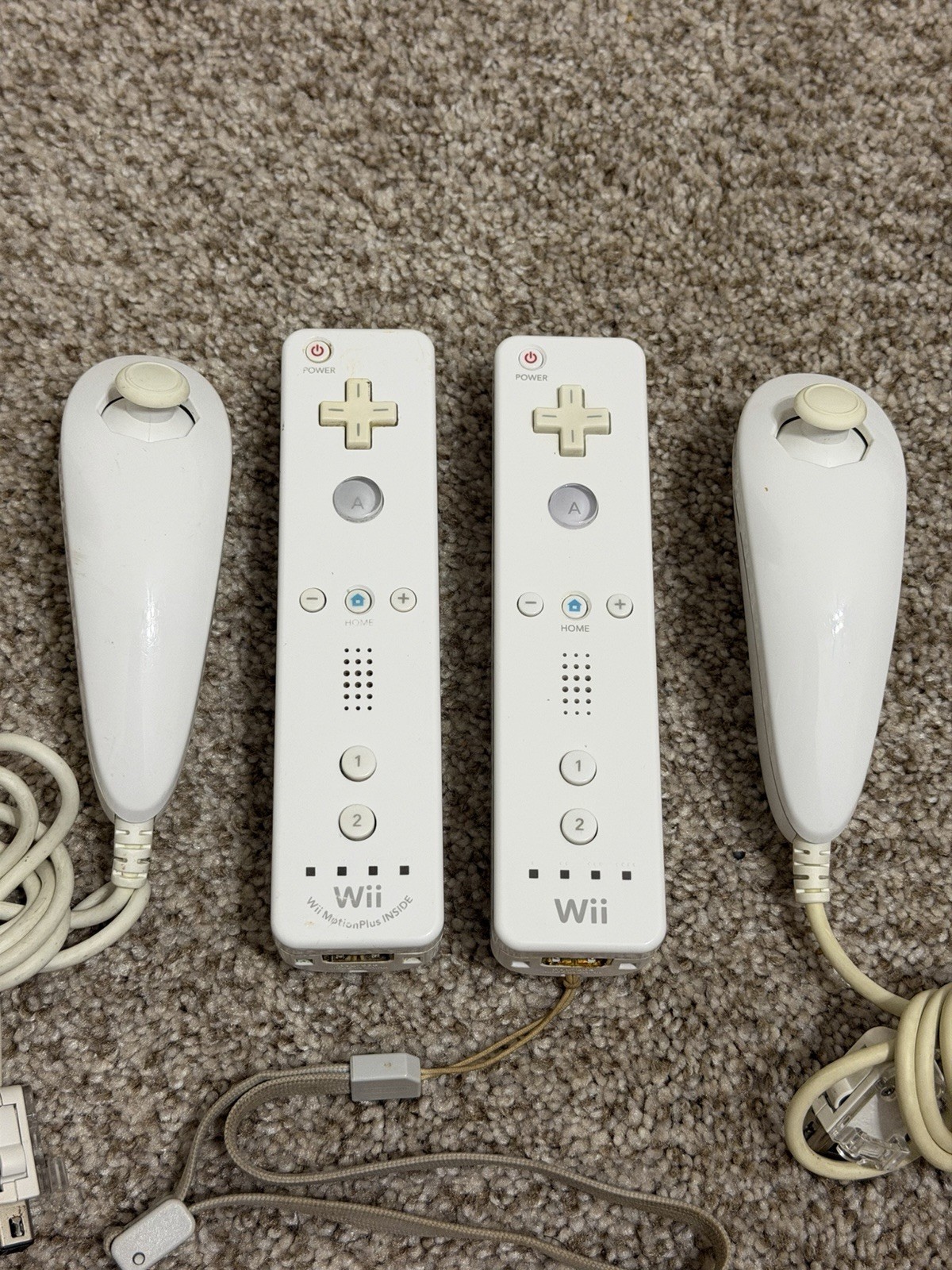 Lot of 2 Official OEM Nintendo Wii Remote White RVL-036/003 Wii Motion Plus