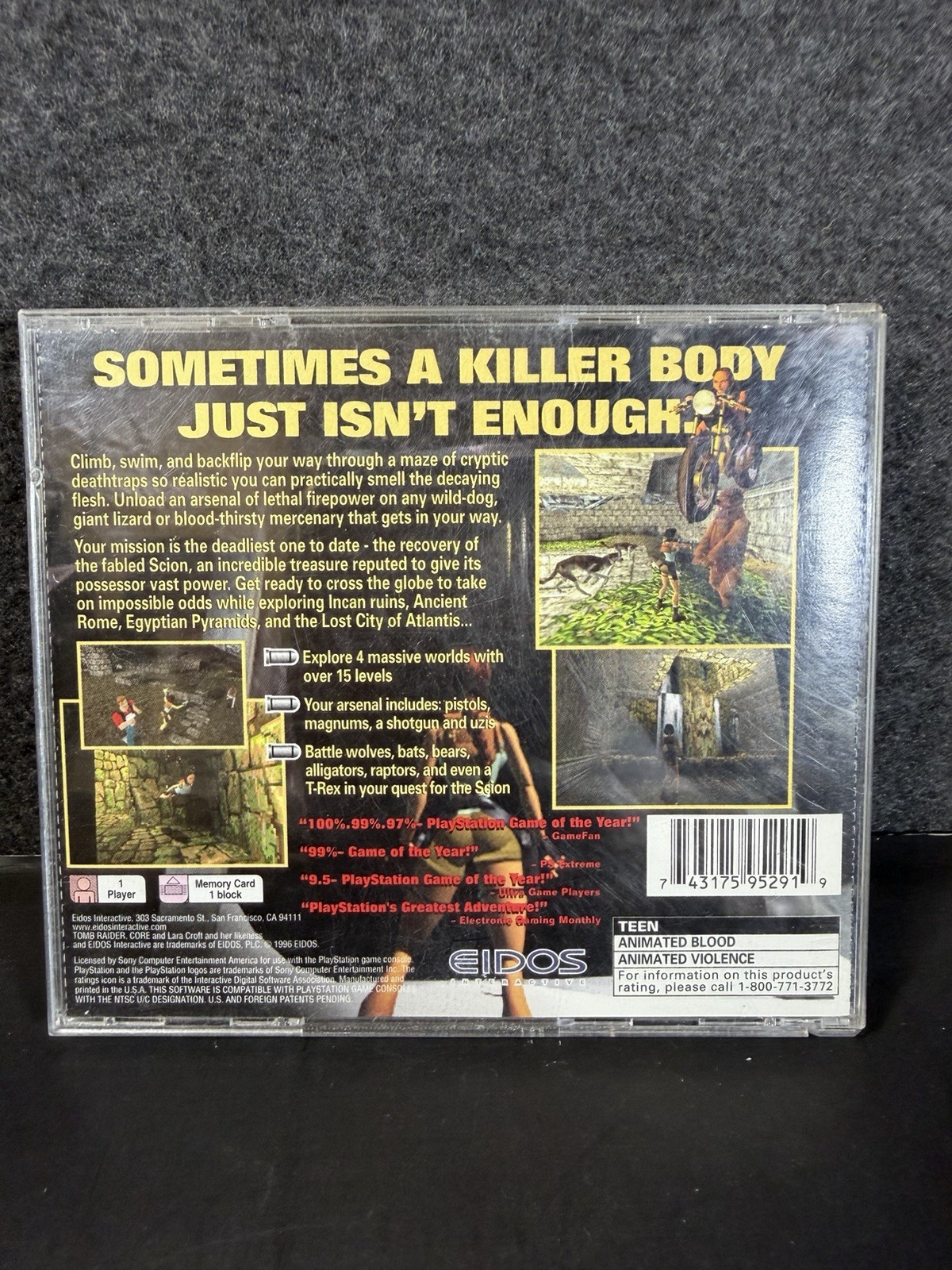 Tomb Raider [Black Label] (Sony PlayStation 1 PS1, 1996)