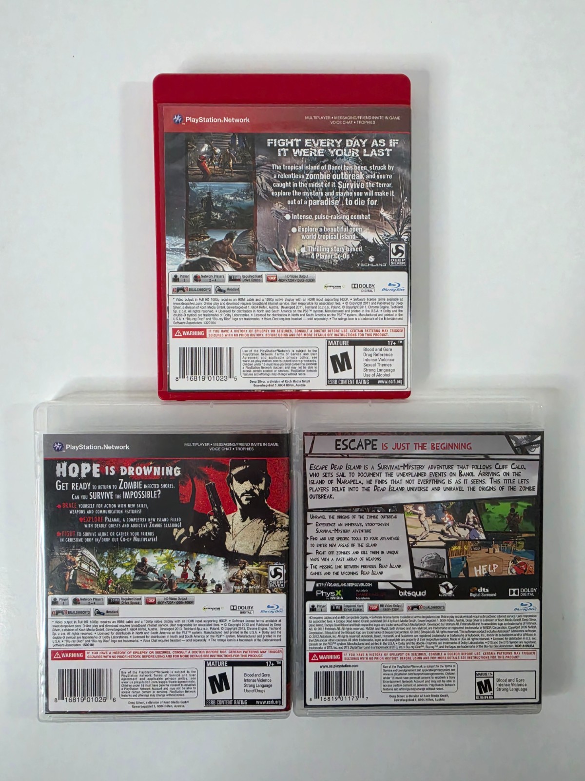 Dead Island Trilogy PS3 Bundle – GOTY, Riptide SE, Escape – CIB – Mint Discs