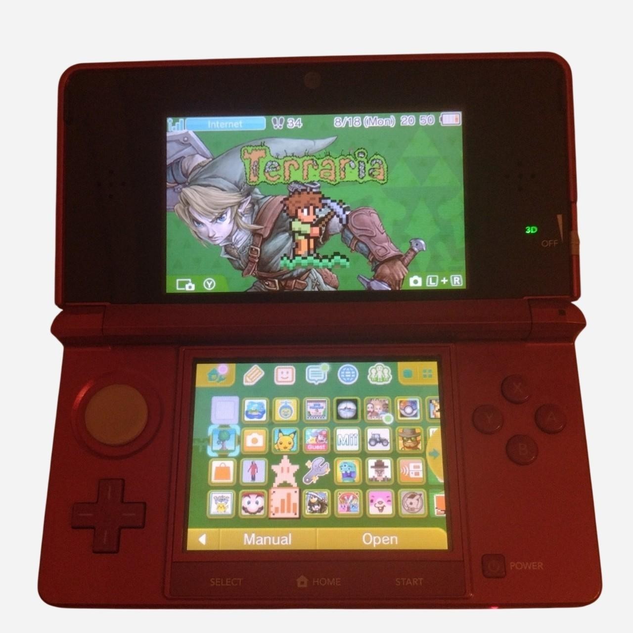 Nintendo Red 3DS BUNDLE w/ 10+ Games including Tomodachi life TESTED & WORKING