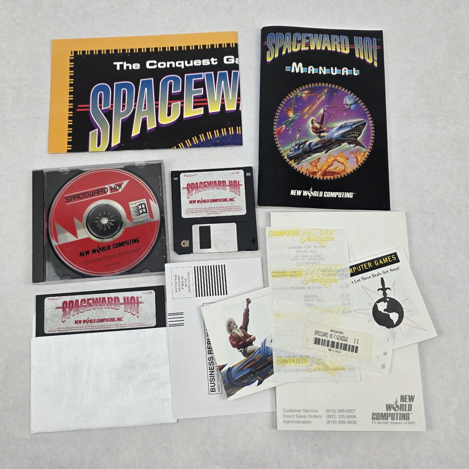 Spaceward Ho! BIG BOX PC 3.5″ & 5.25″ Floppy + CD-Rom 1992 New World Computing