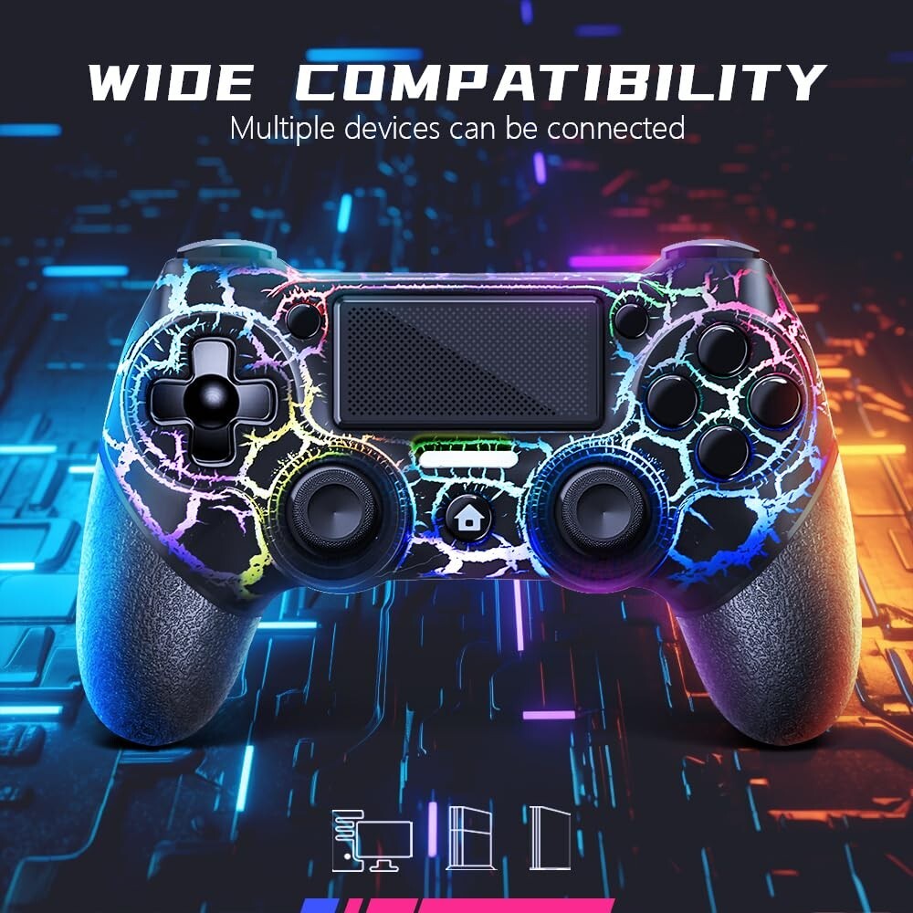 Wireless Controller for PS4 with Non-Slip Grip, 3.5mm Audio Jack and Thumb Caps