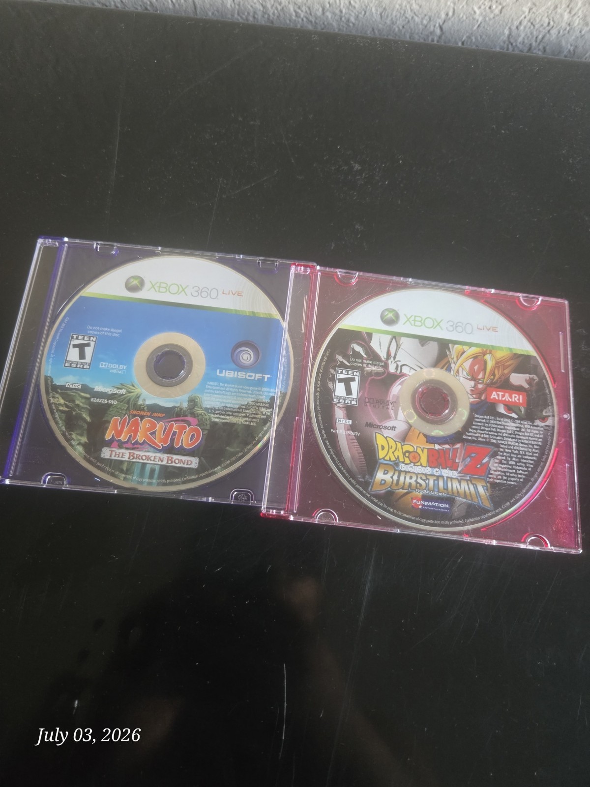 Naruto Broken Bond & Burst Limit- Microsoft Xbox 360 (Disc Onlys)