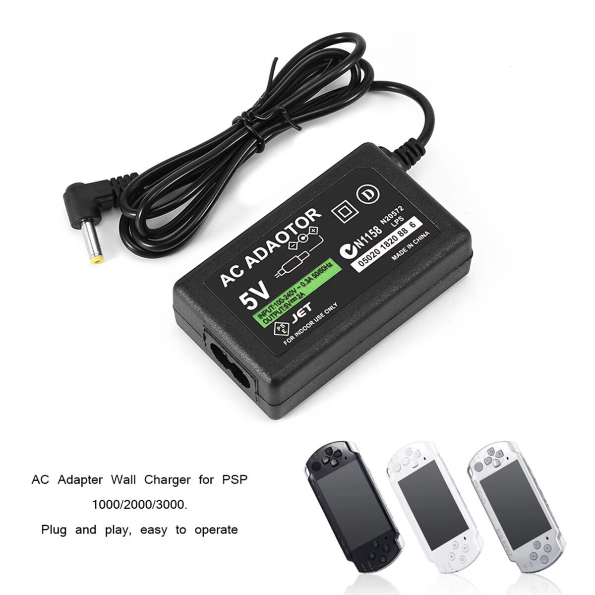 AC Adapter Home Wall Charger Power Supply for Sony PSP 3000 2000 1000 Slim Lite