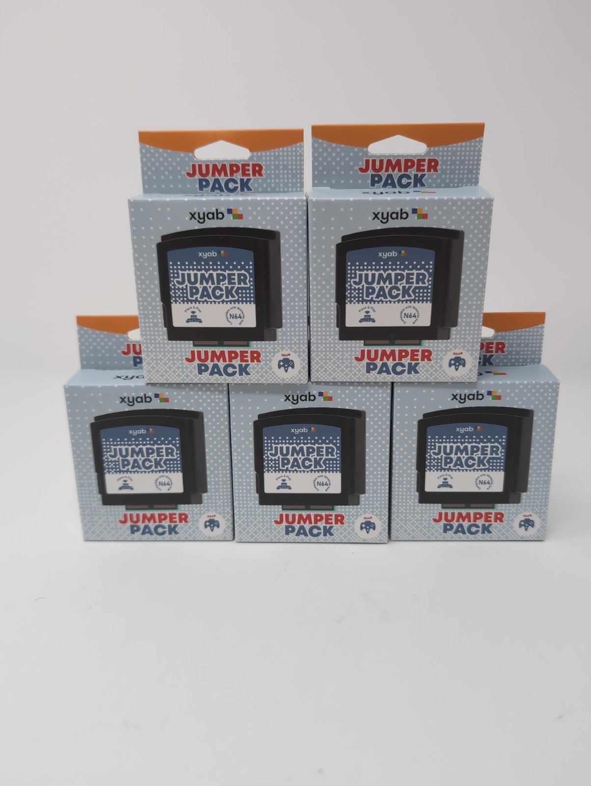 Lot Of 5 XYAB Jumper Pak for Nintendo 64– Memory Expansion Insert Pack Brand New