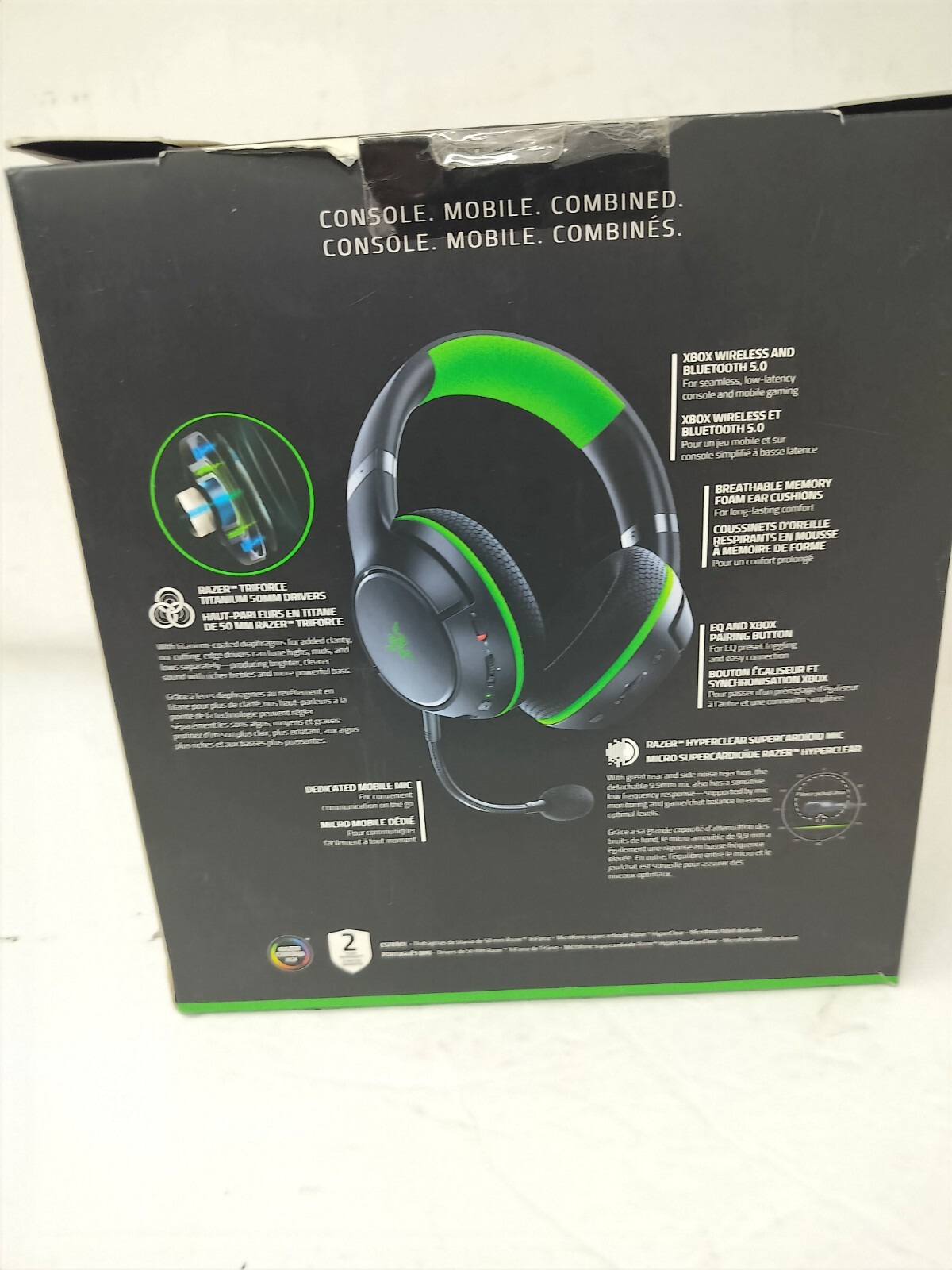 Razer Kaira Wireless Gaming Headset for Xbox Series X/S – Black/Green FOR PARTS