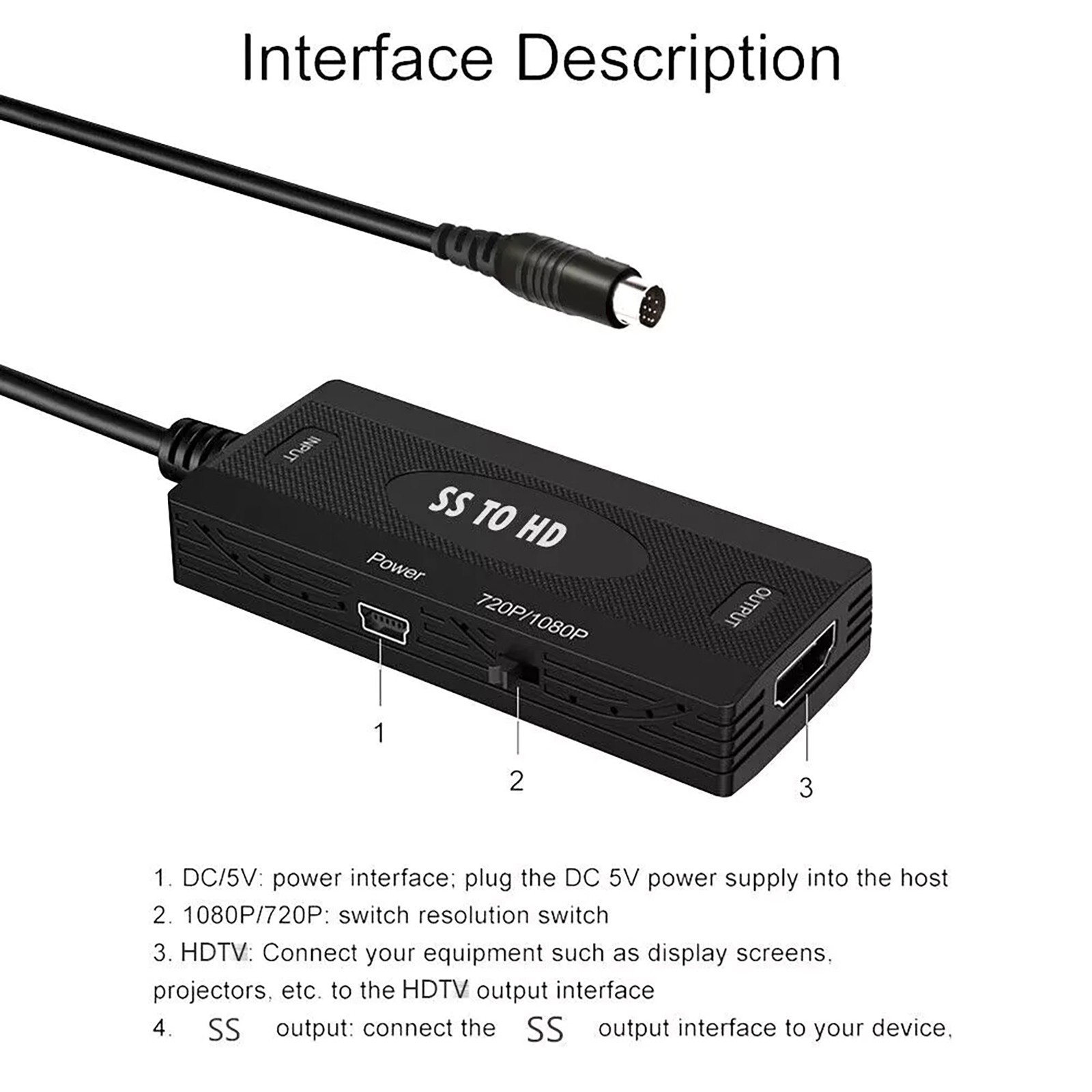 HDMI Adapter For Sega Saturn Console SS To HD 1080P Plug and Play No-driver