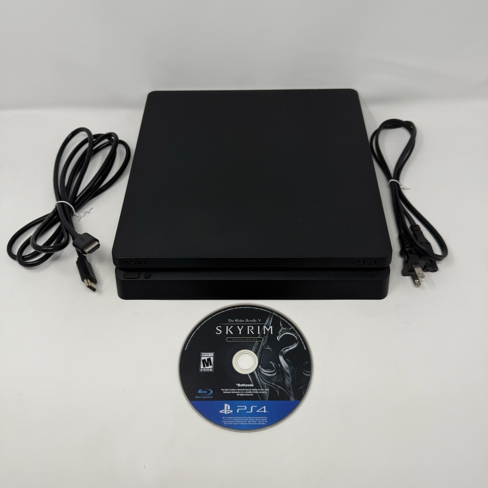 Sony PlayStation 4 Slim 1TB Console CUH-2215B Power Cord HDMI Skyrim Game Tested