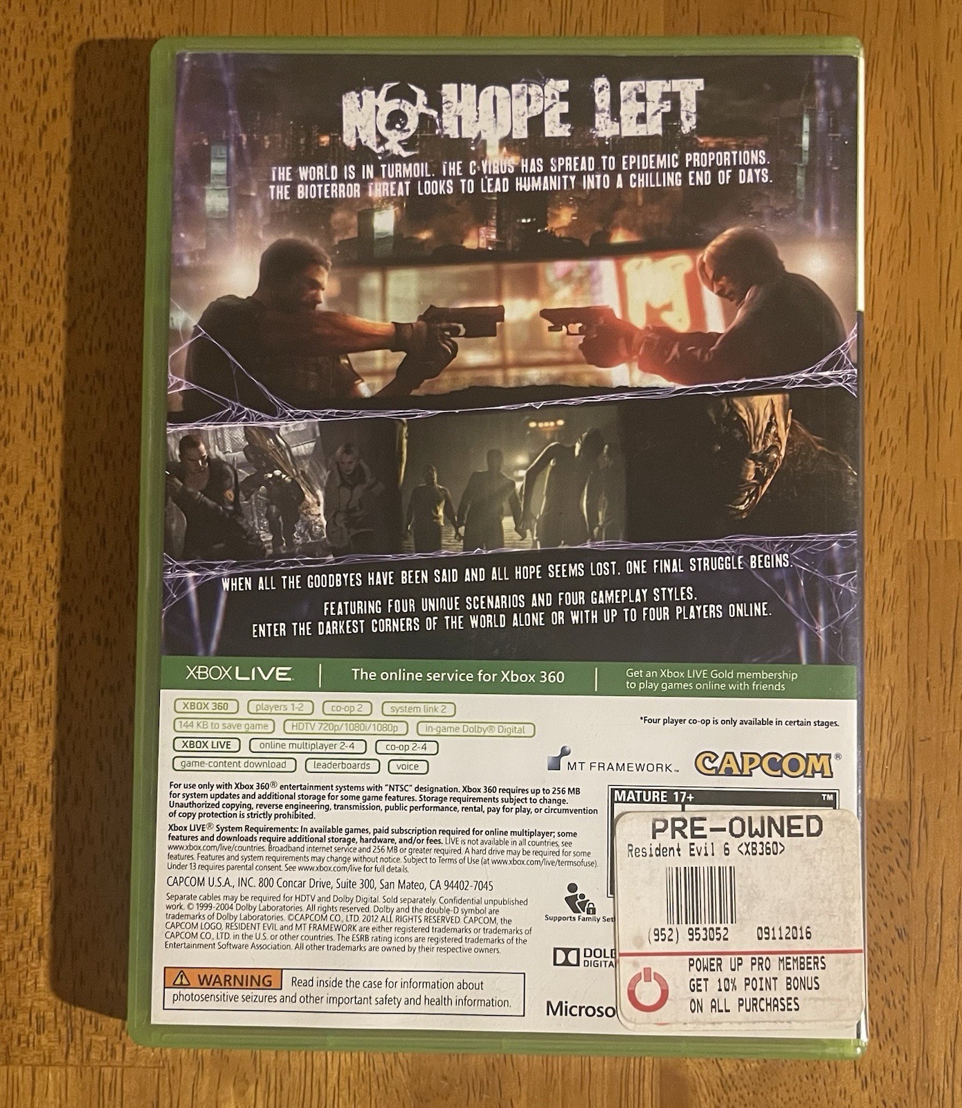 Resident Evil 6 Microsoft Xbox 360 Complete CIB Tested