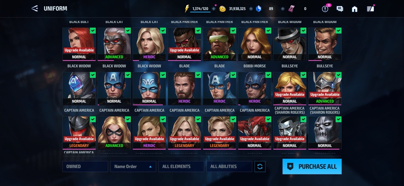 Stacked MARVEL Future Fight Account