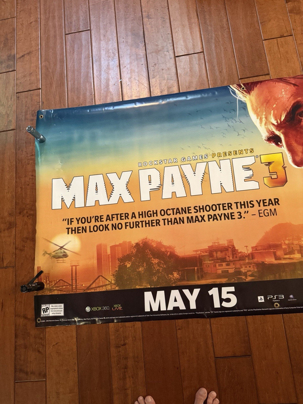 Max Payne 3 Promo Display Vinyl Banner LARGE 36″ X 70″ Store Display Double Side