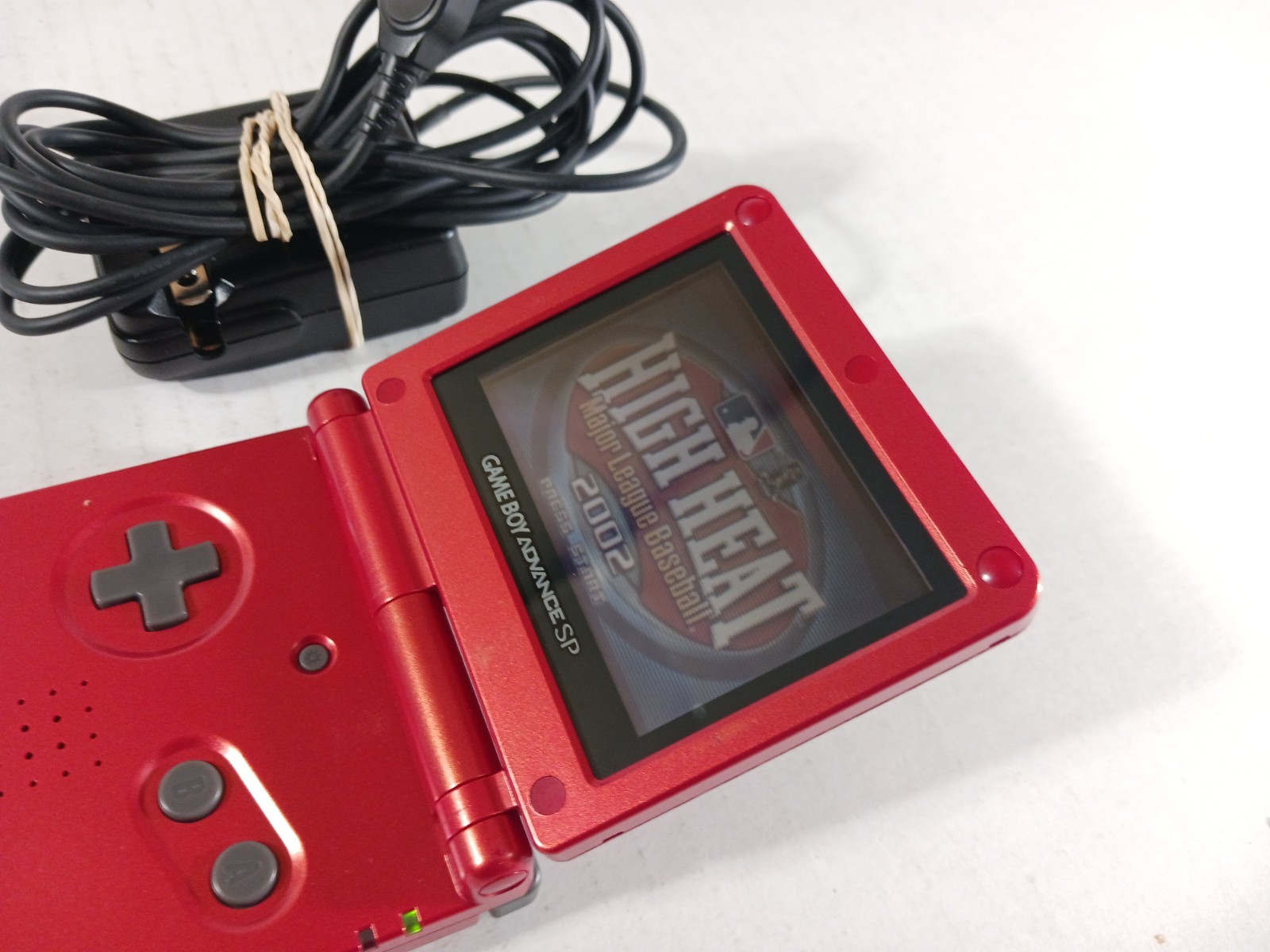 GBA SP Console Flame Red AGS-001 Nintendo Game Boy Advance Tested Good Shape