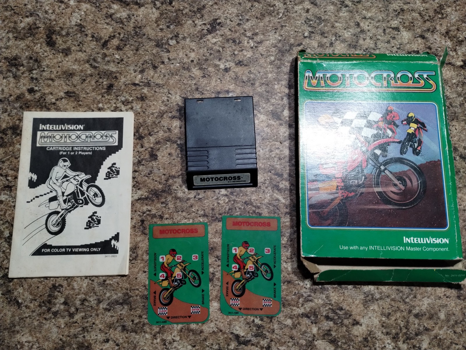 Vintage Mattel Intellivision MOTOCROSS Video Game Singapore Cartridge Box Manual