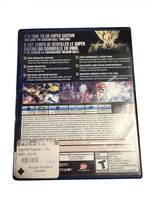 BANDAI NAMCO Dragon Ball Xenoverse 2 PS4 T-Teen NTSC-U/C Multiplayer 2016