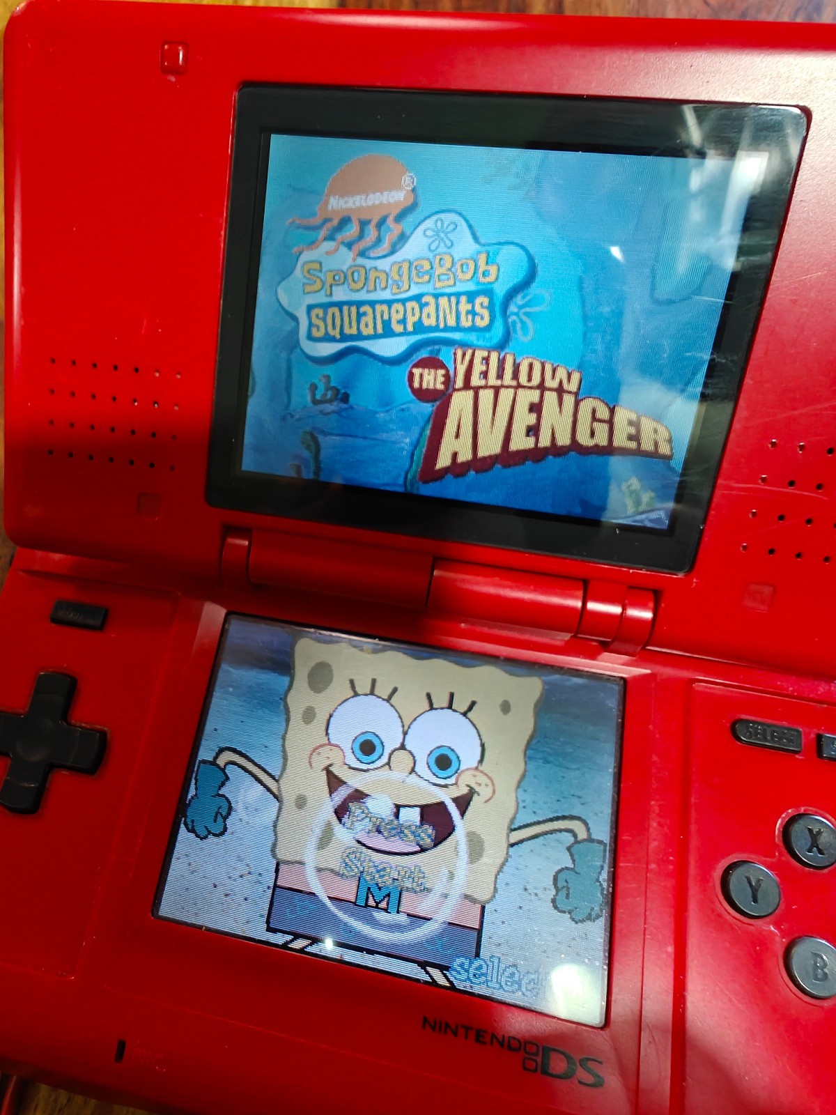Nintendo DS Original NTR-001 Crimson Red Console Bundle – Tested – SpongeBob
