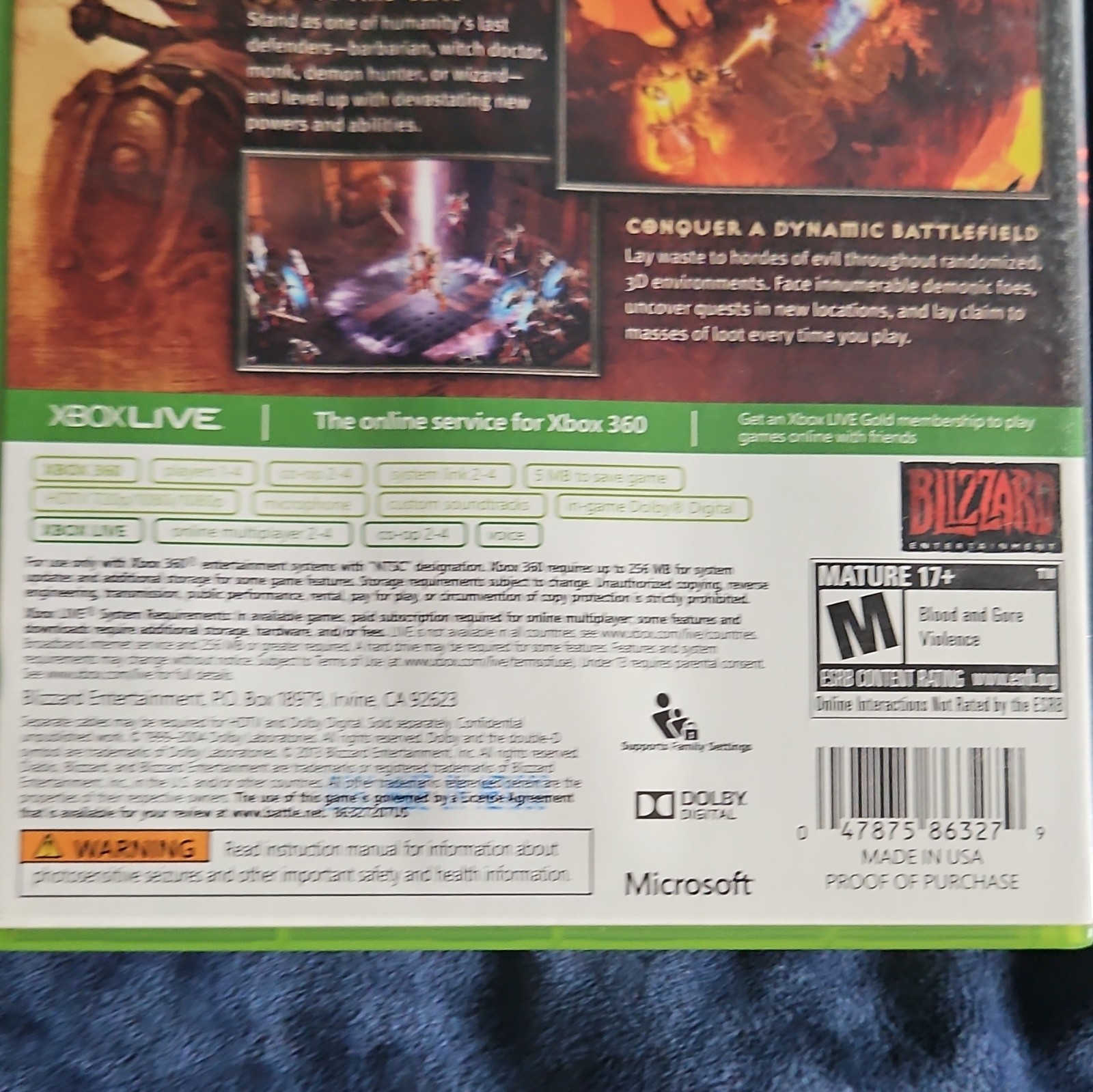 Blizzard Entertainment Diablo III Manual Included M Mature Xbox 360 NTSC 2013