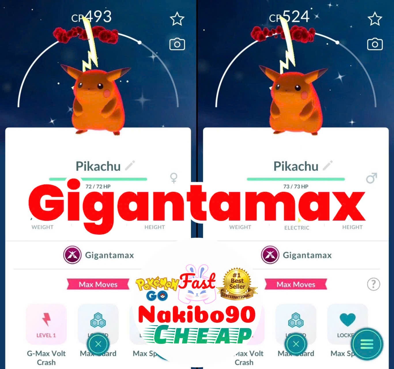 Pokemon✨Shiny GIGANTAMAX Pikachu✨Trade✨Go✨Read description✨