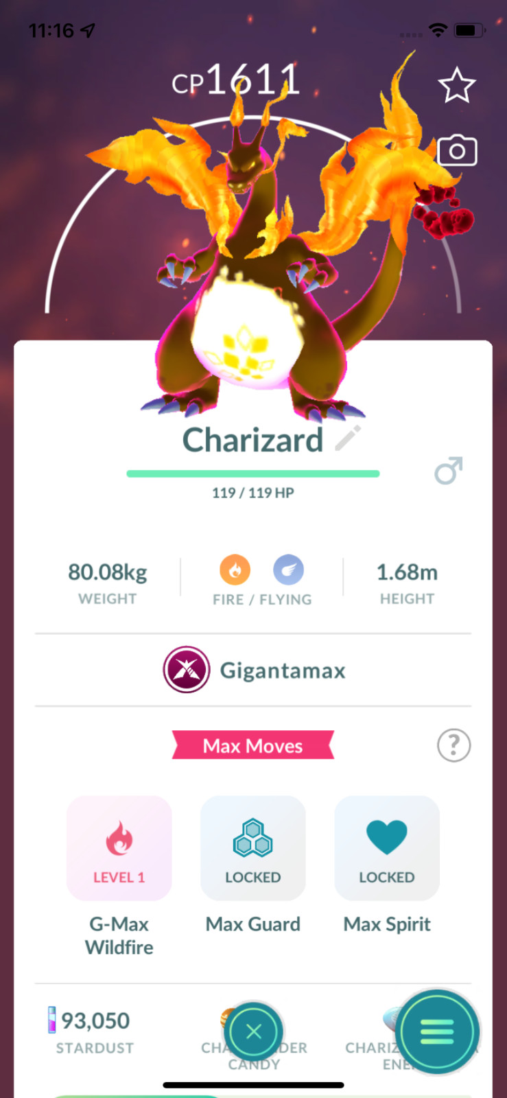 Charizard Gigantamax ! Registered or Unregistered ! 30 Days Friendship !