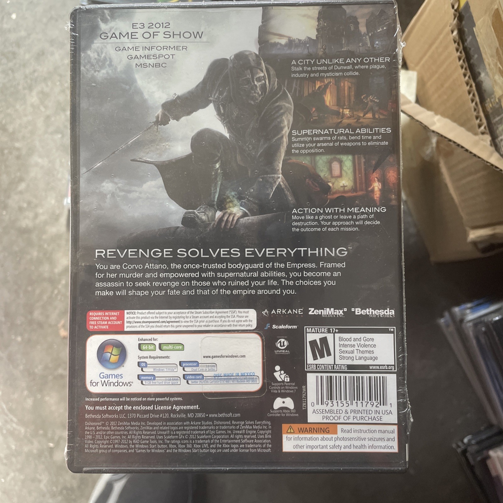 Dishonored (PC, 2012) BRAND NEW SEALED FREE SHIPPING