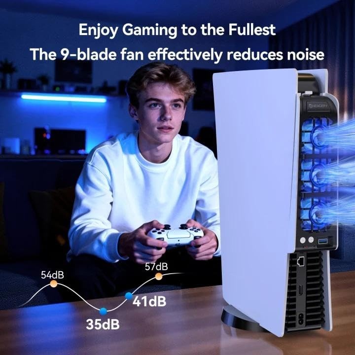 NEWDERY Cooling Fan for PS5 Larger Fan Quiet Cooler With Auto Speed 9-Blades