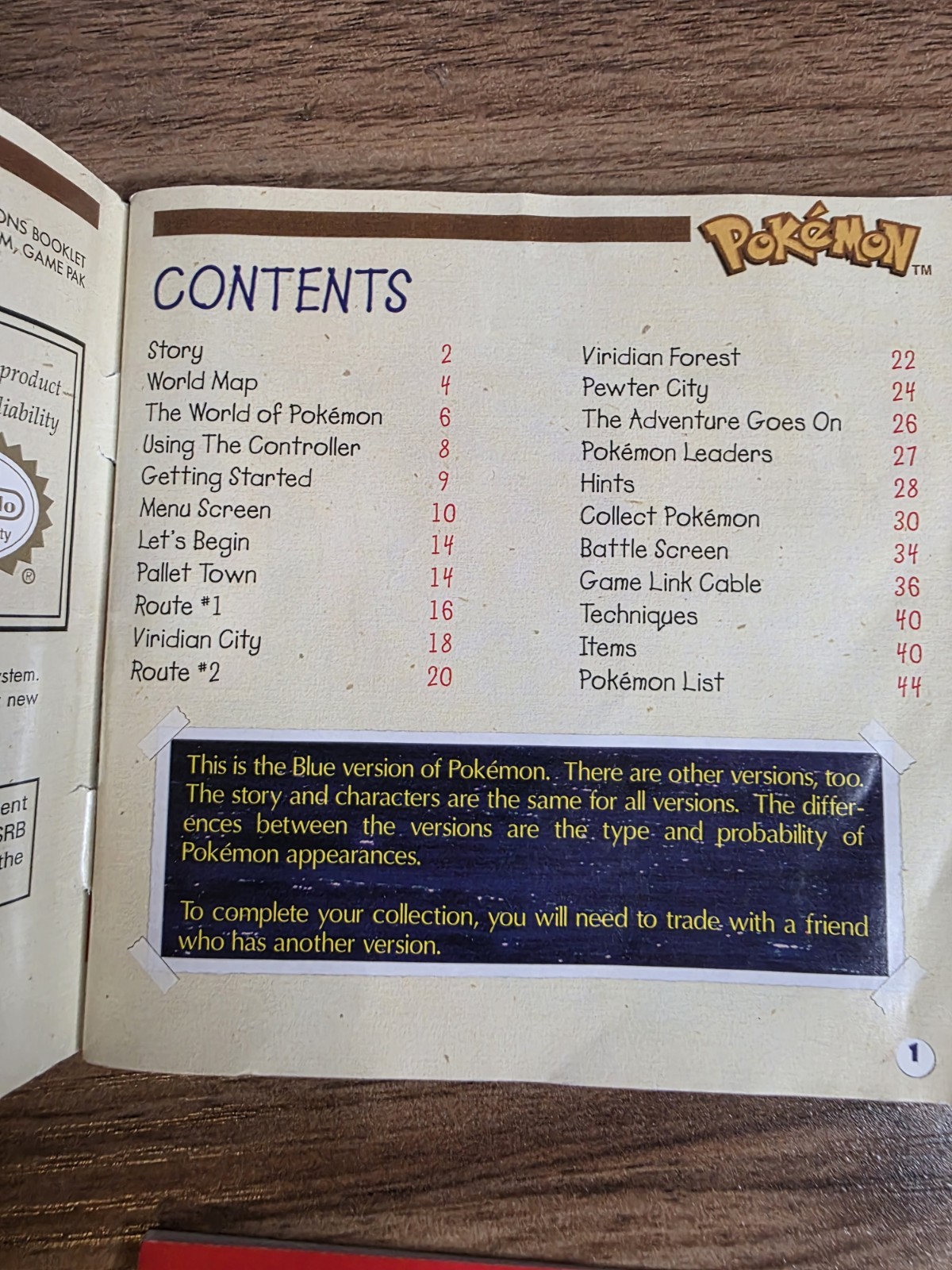 ERROR ! Pokemon Blue RED Error Text First 1st Print Complete Box CIB GameBoy GB