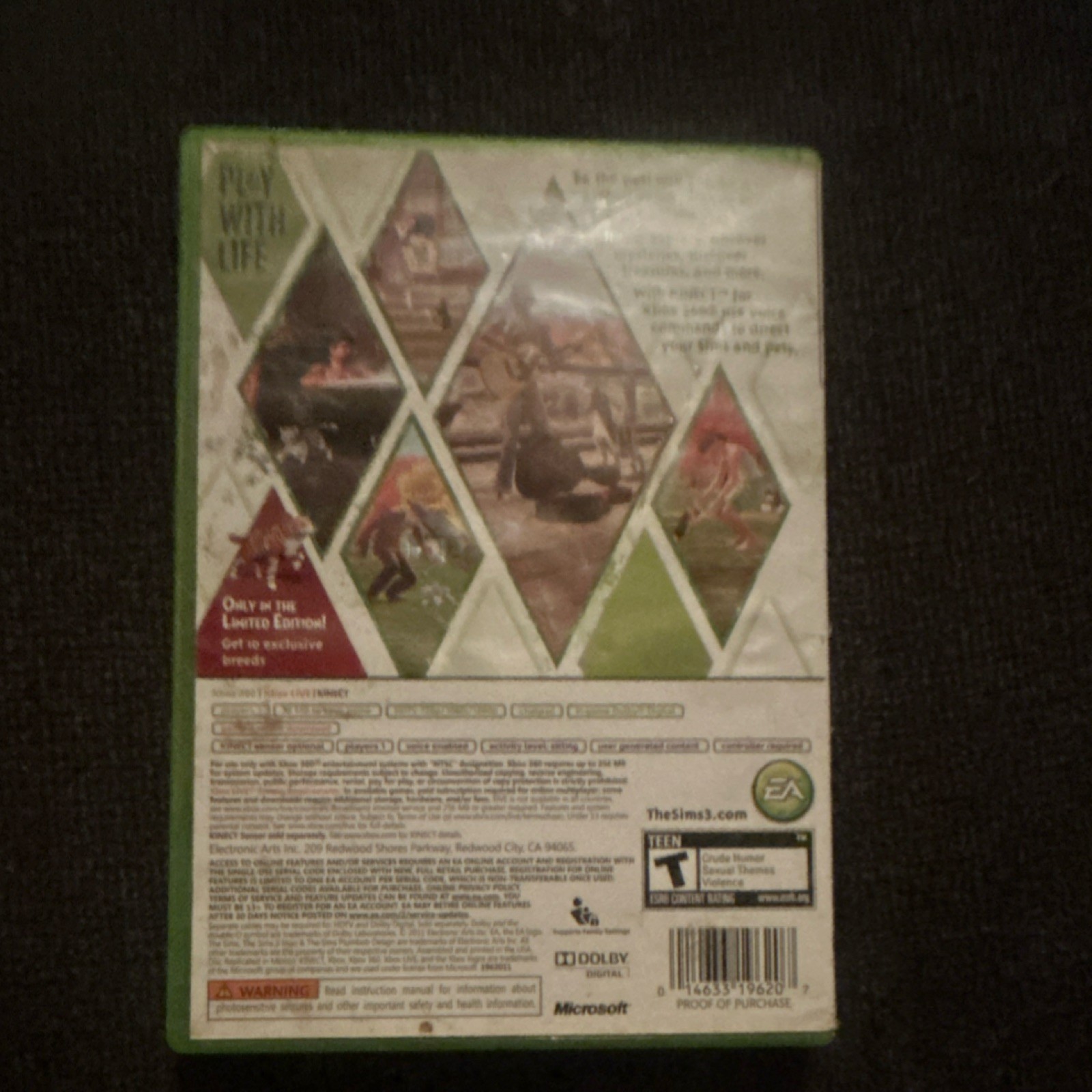 Electronic Arts The Sims Series The Sims 3 Pets Xbox 360 Limited Edition Manual